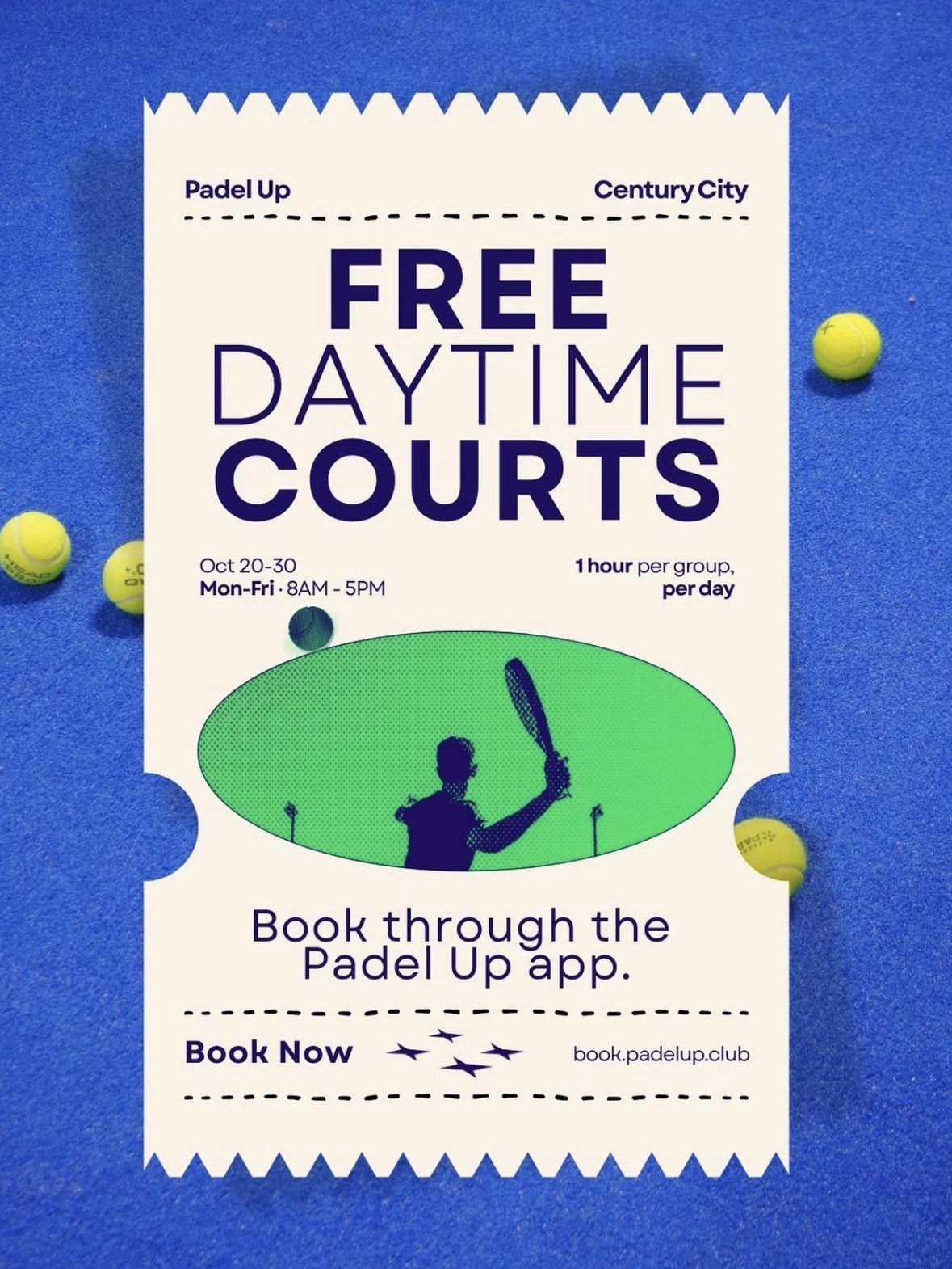 Padel Up Century City offer flyer